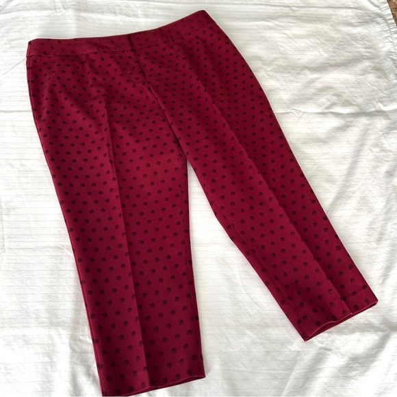 Talbots Heritage Ankle Pants 18W Petite Burgundy Wine Jacquard Dot Stretch Plus - Picture 10 of 16